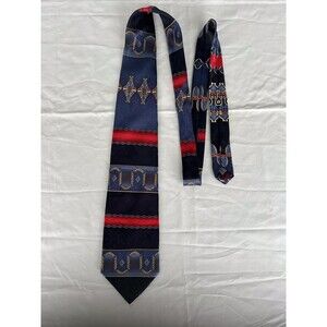 Lauro Bianda 100% Silk Tie Made in Italy Blue Red Geometric Chain Baroque